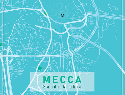 City map - Mecca design graphic design illustration poster