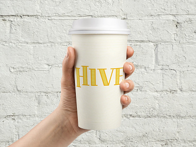 Hive Logo Coffee Cup coffee cup hive logo mockup treatment type typography yellow