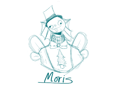 Moris the animal hybrid in a Christmas sweater bee character lizard sketch