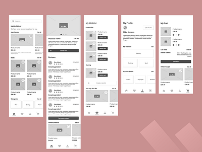 wireframe app design ui ux