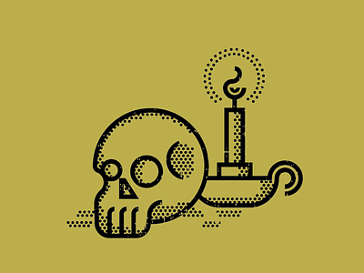 Skull & Candle candle halftone illustration skull texture