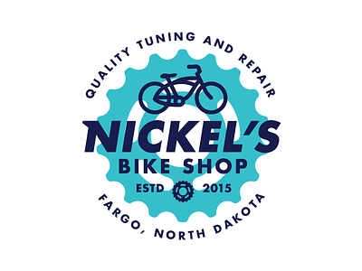 Nickel's Bike Shop bike illustration logo type