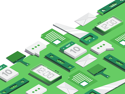 Project Management brush clock illustration illustrator isometric marketing message projects vector