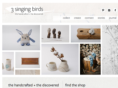 3 Singing Birds website artisan craft minimal responsive texture