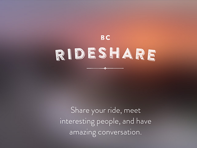 BC Rideshare carpool dark minimal ride sharing rideshare