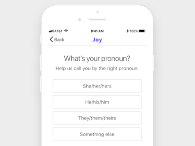 What's your pronoun? asking for gender female gender male pronoun sex sign up signup