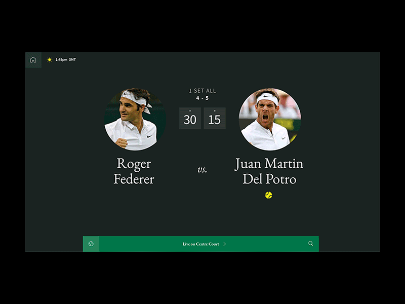 Match in Play inspiration interface rally refresh tennis ui ux website wimbledon