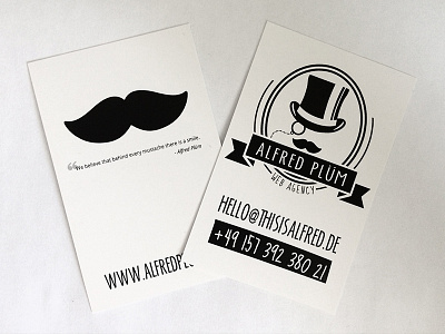 Alfred Plüm business card agency alfred business card hipster mustache plum