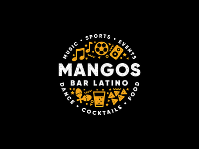 Mangos Logo bar branding cocktails cuban dance events fiesta food latin latin america latino logo logos logotype mango mangos music musica musical sports