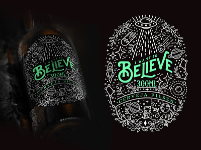 I Want to Believe Beer beer believe design et jupiter label lettering ufo
