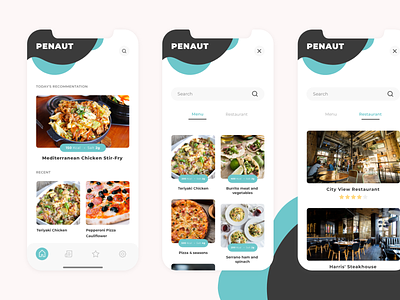 Penaut App app design app ui application feed fitness app food restaurant search ui