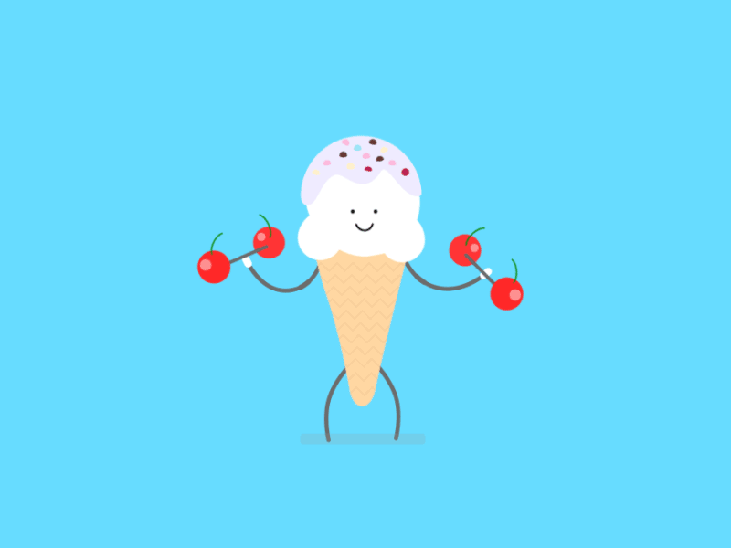 Ice Cream Fitness 2d animation color design dribbble fitness hello ice cream illustration motion tinge