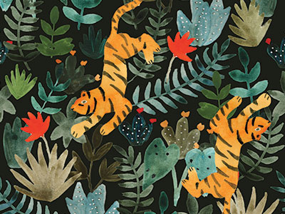 Tiger Pattern floral jungle leaves pattern tiger