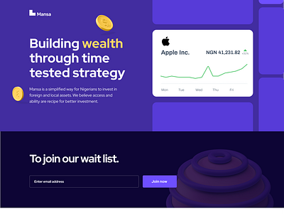 Maansa Investment - PreLaunch Landing Page fintech investing landing page nigeria stock