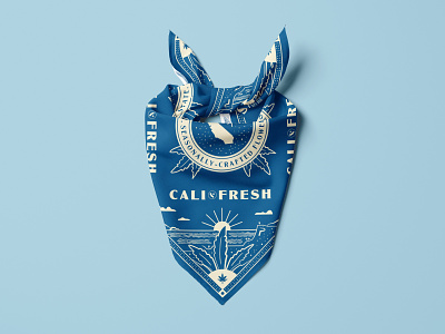 Cali Fresh™ Bandana 420 apparel cannabis coastline design illustration merch ocean weed west coast