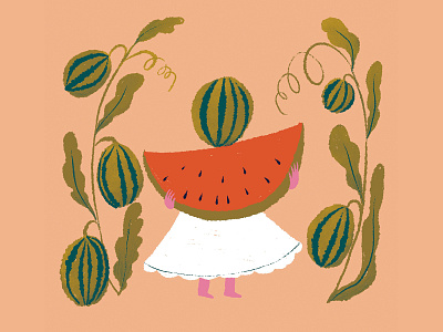 Watermelon face character character illustration characterdrawing design illustration printdesign watermelon