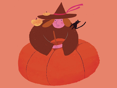Pumpkin soup cat cook design doodle funny illo illustration lol pumpkin sketch soup witch