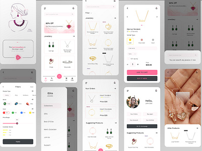 Jewellery App UI app design graphic design jewellery app jewelry app redesign jewelry app ui typography ui ux