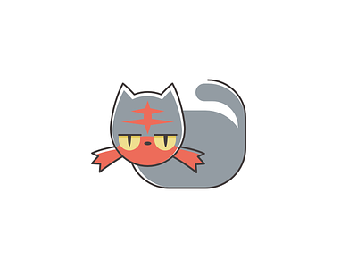 Litten cat fire illustration litten moon pokemon sun