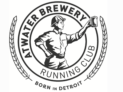 Atwater Running Club badge beer club detroit logo running