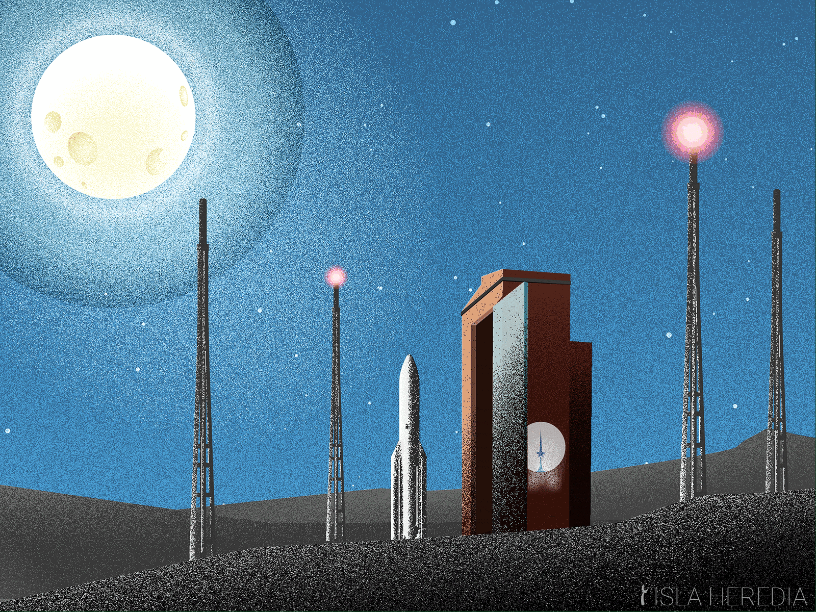 The Moon and a clear sky illustration moon rocket sky space
