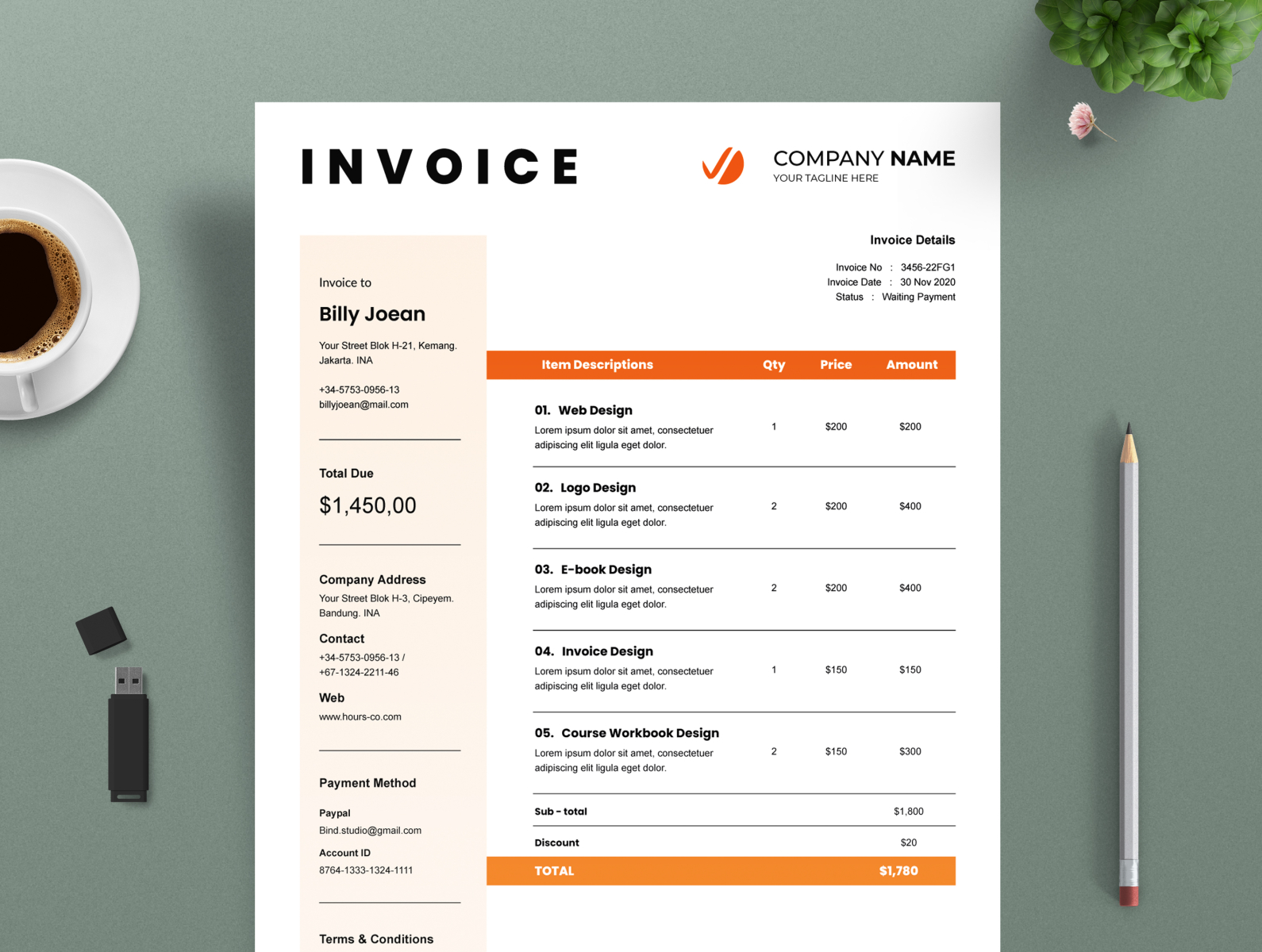 Invoice Template by FabulousTemplates on Dribbble