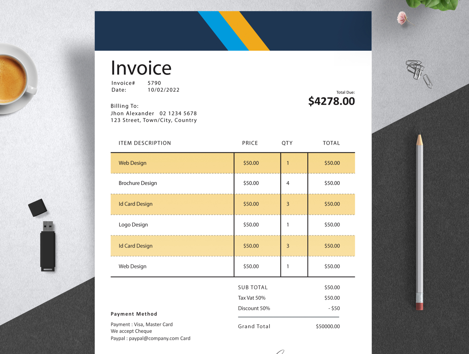 Invoice by FabulousTemplates on Dribbble