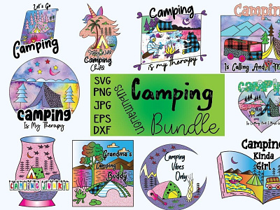 Camping Sublimation Design Bundle camping cute sublimation sublimation sublimation bundle