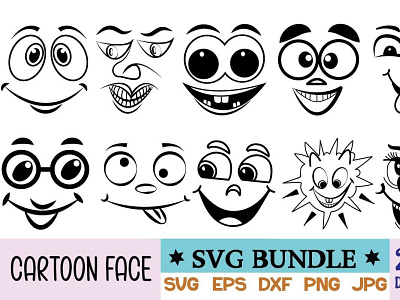 Basic Cartoon Funny Face Vector Clipart Bundle