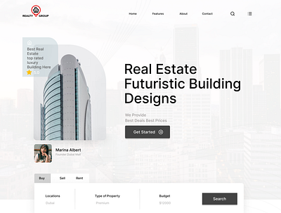 Realty Group Real Estate Futuristic Building Design adobe xd figma futuristic designs graphic design landing page professional website design real estate real estate building designs trendy designs ui website designs