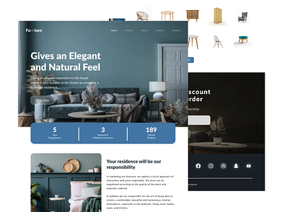 UI/UX Simple Furniture Shop Website aestethic android app blue branding design digital furniture graphic design illustration logo minimalist mobile product simple ui ux vector website white