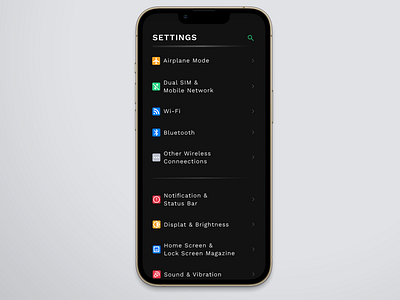 Settings page Ui design app design typography ui ux