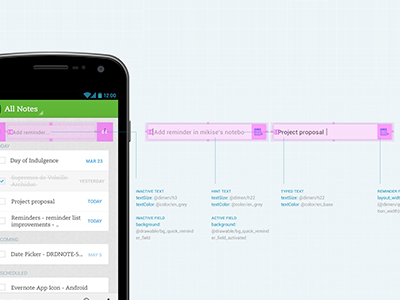 Quick Reminder Specs android layout specs ui user interface