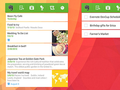 Evernote Android Widget android app gui interface ui ui design user interface widget