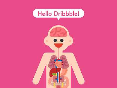 Hello Dribbble! design dribbble graphic human illustration minimal organ vector