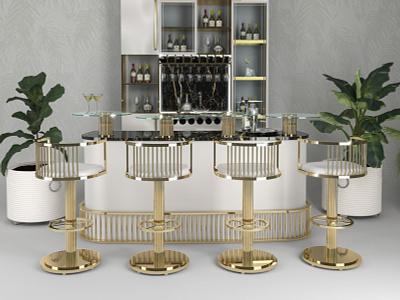 Bar cabinet bar barcabinet brass contemporary design interior interiordesign italianstyle leather luxury render