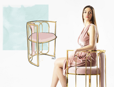 Chair contemporary design illustration inte interiordesign italianstyle luxury render
