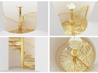 Spiral staircase bird cage classic design interiordesign italianstyle luxury render