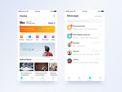 Campus Daily app ui