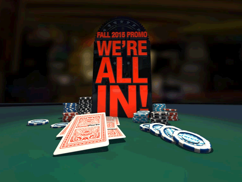 We're All In chip motion graphics playing cards poker