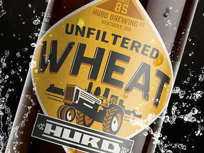 Hurd Brewing Co beer brew label mock up tractor vector wheat