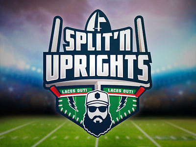 Split'N Uprights badge fantasy football laces logo out