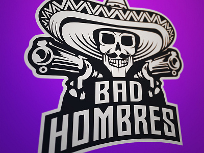 Bad Hombres guns logo skull sports vector