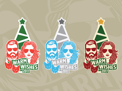 Warm Wishes WIP beard cats christmas face illustration star tree type vector