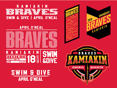 Kamiakin Braves Swim Team badge branding design logo type typography vector