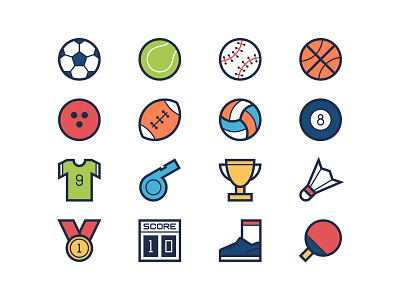 Sport Filled Line Icons color filled icon line sport ui user interface