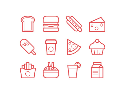 Food & Drink Line Icons drink food icon line ui user interface