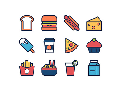 Food & Drink Filled Line Icons drink food icon line ui user interface