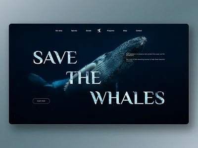 Save the whales | Landing page danger design endanged large typography mammals sea ui whales