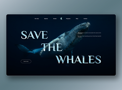 Save the whales | Landing page danger design endanged large typography mammals sea ui whales